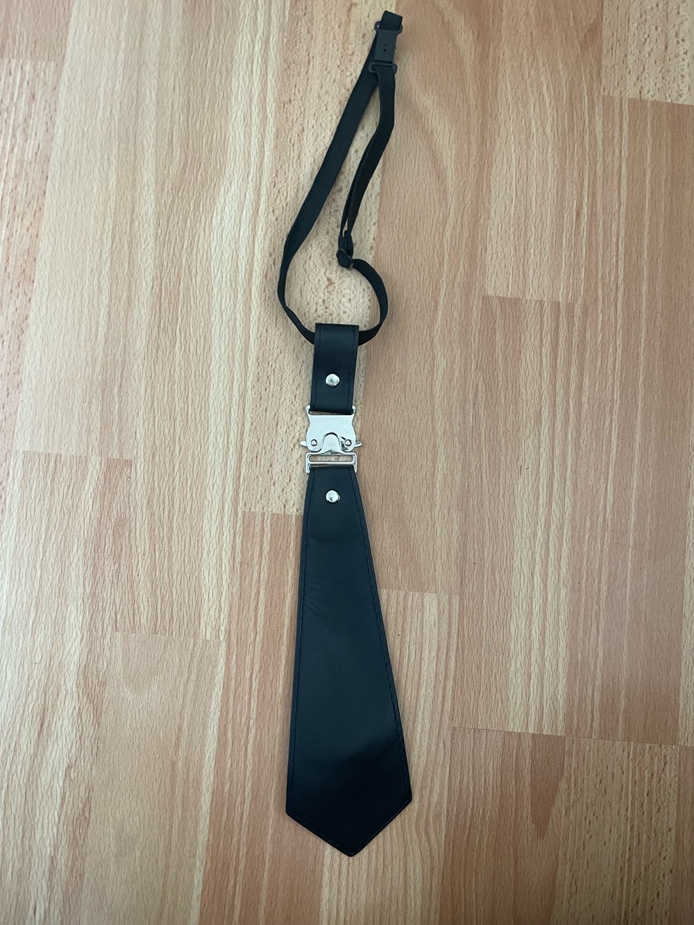 Black Faux Leather Tie Strap